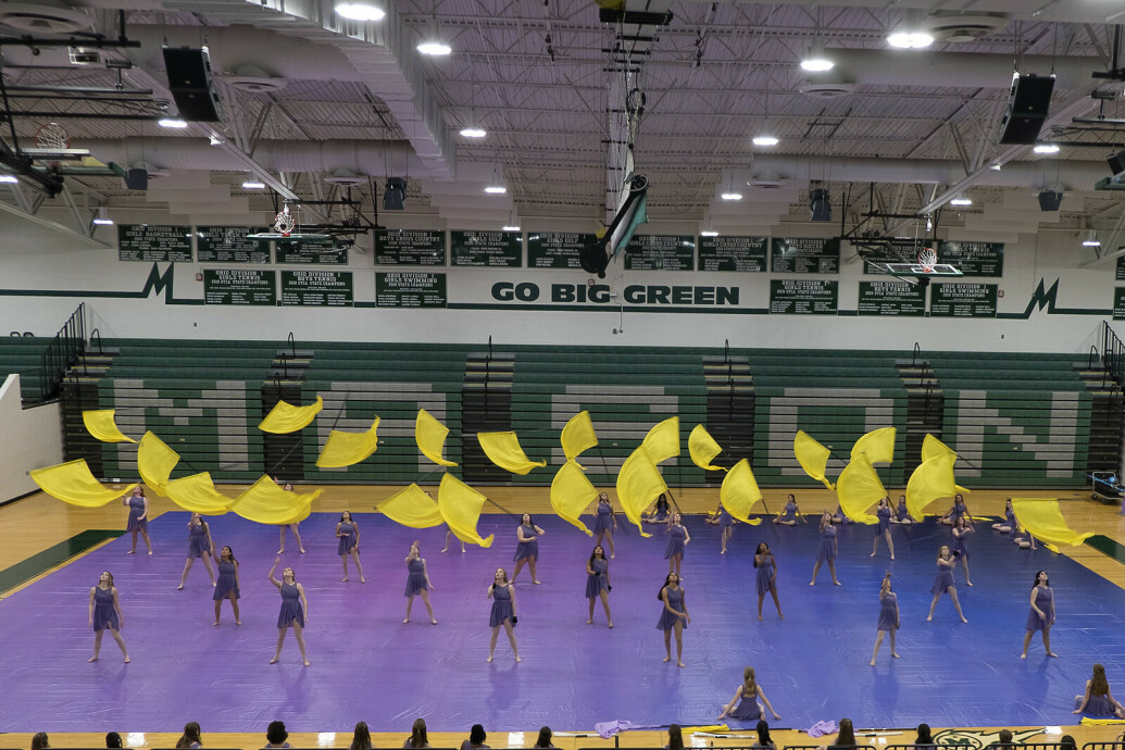 Winter Guard performance with flags